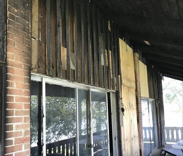 Fire damage to exterior wall